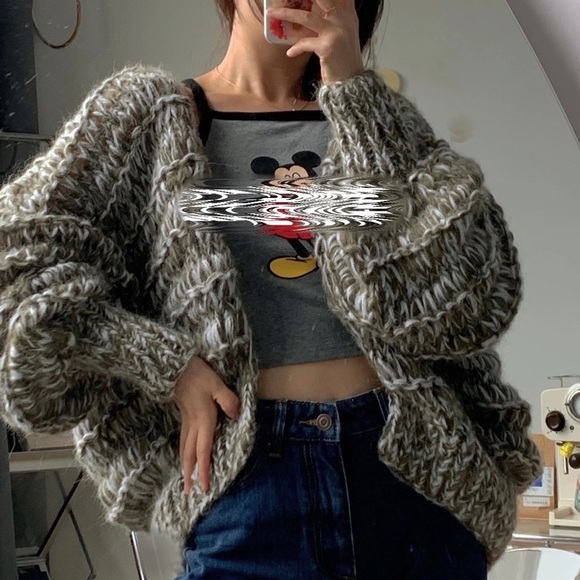 Handmade Light Gray Mohair Cardigan - Picture 9 of 10